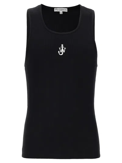 Jw Anderson J. W. Anderson Anchor Fitted Ribbed Top In Black