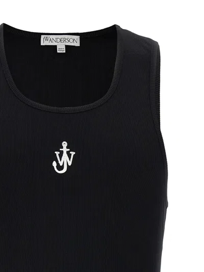 Jw Anderson J. W. Anderson Anchor Fitted Ribbed Top In Black