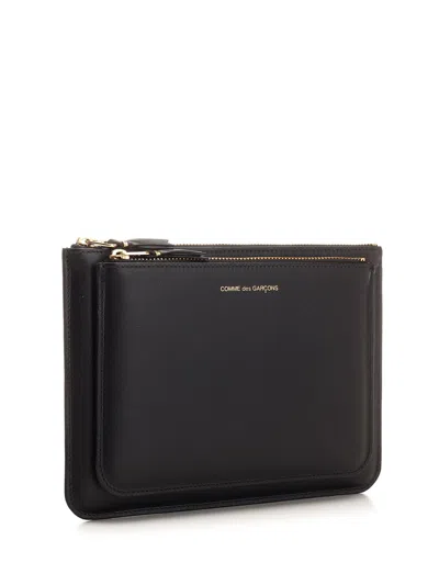 COMME DES GARÇONS BLACK LEATHER POUCH WALLETS BLACK 