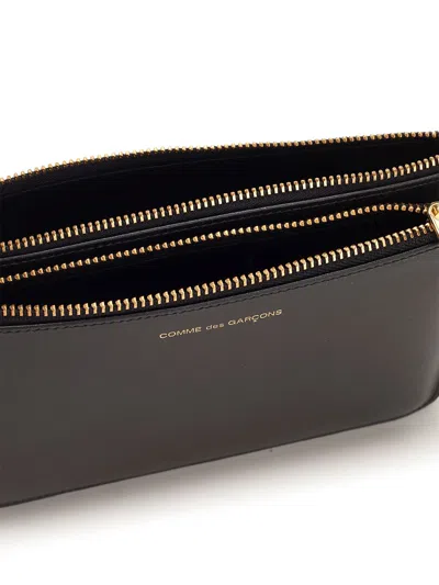 COMME DES GARÇONS BLACK LEATHER POUCH WALLETS BLACK 