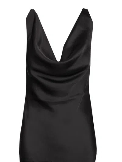 Norma Kamali Drape Neck Satin Dress