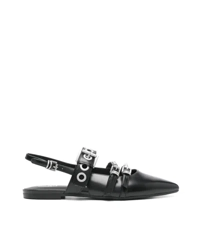 Ash Blondie Ballet Flats In Black Leather