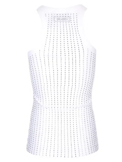 Attico Crystal-embellished Ribbed Tank Top