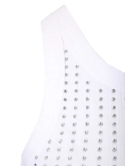Attico Crystal-embellished Ribbed Tank Top