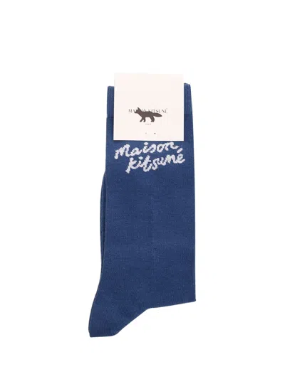 Maison Kitsuné Blue Socks With Logo Underwear Blue