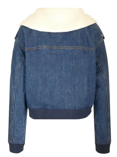 Self-portrait Bomber Style Denim Jacket Jackets Blue