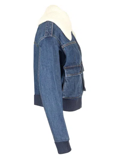 Self-portrait Bomber Style Denim Jacket Jackets Blue