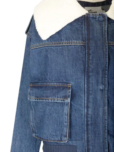 Self-portrait Bomber Style Denim Jacket Jackets Blue