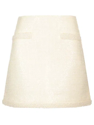 Self-portrait Bouclé Pearl Trim Mini Skirt