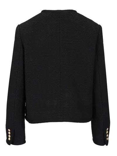 Dunst Black Crewneck Jacket With Contrasting Jewel Buttons