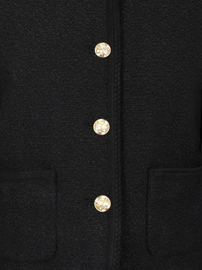Dunst Black Crewneck Jacket With Contrasting Jewel Buttons