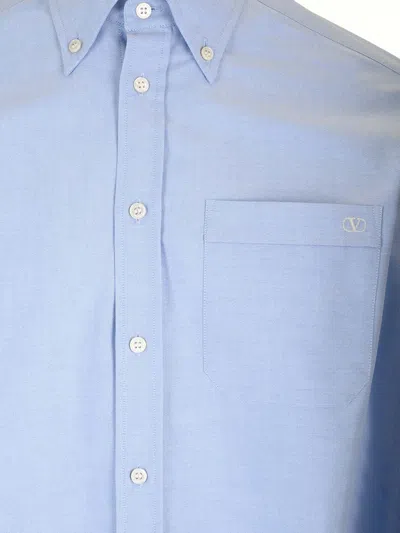 Valentino Camicia Maniche Lunghe Vlogo Signature Shirts Light Blue