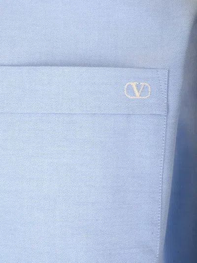 Valentino Camicia Maniche Lunghe Vlogo Signature Shirts Light Blue