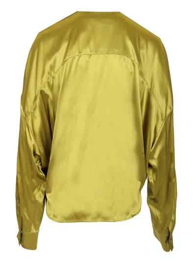 Dries Van Noten Camiel Draped Blouse Shirts Green