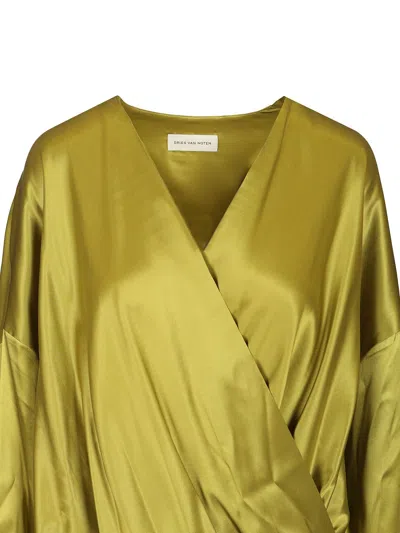 Dries Van Noten Camiel Draped Blouse Shirts Green