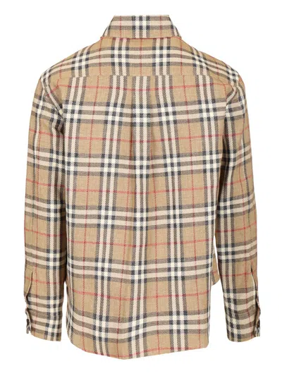 Burberry Mens  Check-print Curved Hem Cotton And Linen Shirt