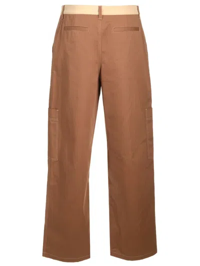 Off-white Cotton Cargo Pants Trousers Brown
