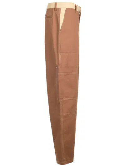Off-white Cotton Cargo Pants Trousers Brown
