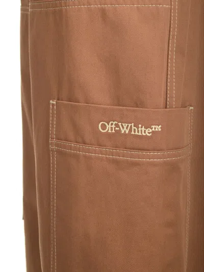Off-white Cotton Cargo Pants Trousers Brown