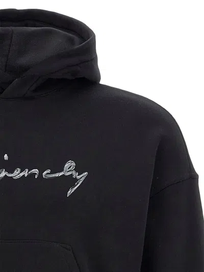 Givenchy Cropped Sweatshirt Hooded Kangaroo Pocket In Black