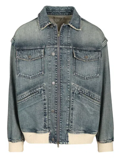Golden Goose Bomber Blue Washed Effect In Denim