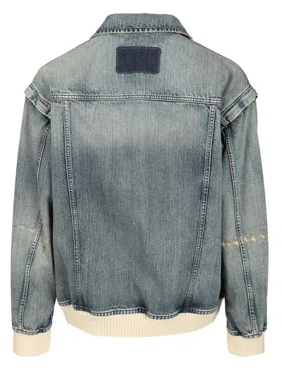 Golden Goose Bomber Blue Washed Effect In Denim