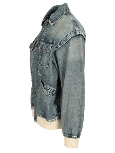 Golden Goose Bomber Blue Washed Effect In Denim