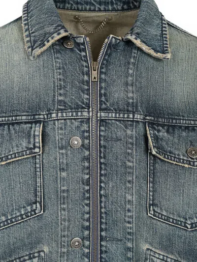 Golden Goose Bomber Blue Washed Effect In Denim