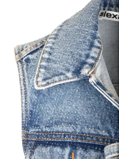 Alexander Wang Blue Clear Bead Hotfix Denim Vest