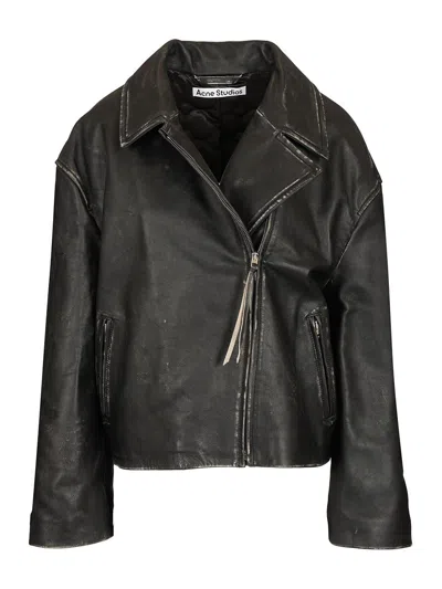 Acne Studios Double Breasted Leather Jacket Jackets Black