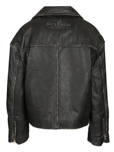 Acne Studios Double Breasted Leather Jacket Jackets Black