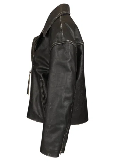 Acne Studios Double Breasted Leather Jacket Jackets Black