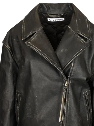 Acne Studios Double Breasted Leather Jacket Jackets Black