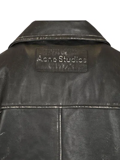Acne Studios Double Breasted Leather Jacket Jackets Black