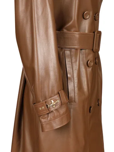 Fay Double-breasted Trench Coat Jackets Brown