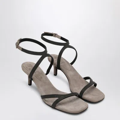 Brunello Cucinelli Sandal City Grey With Precious Straps