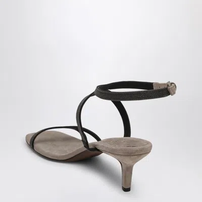 Brunello Cucinelli Sandal City Grey With Precious Straps