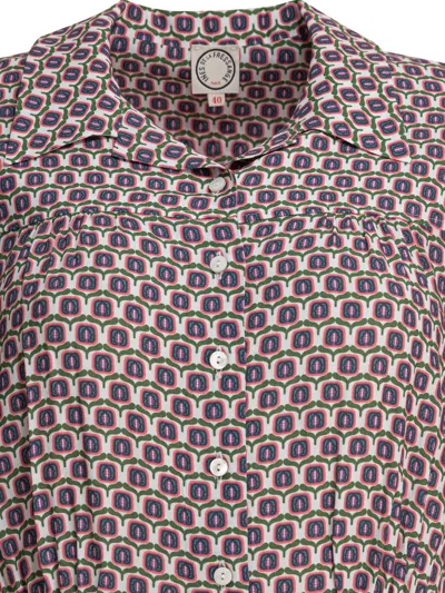 Ines De La Fressange Geometric Pattern Dress With Short Sleeves In Brown