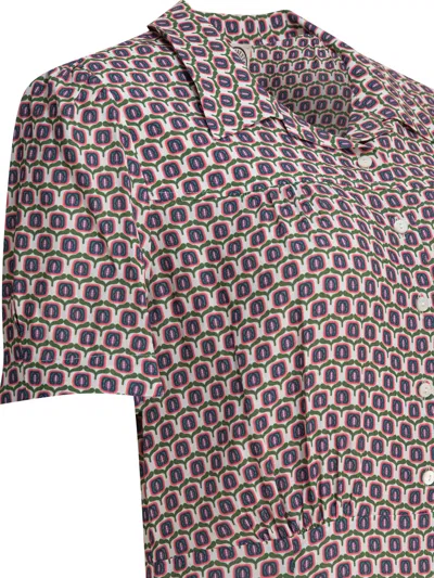 Ines De La Fressange Geometric Pattern Dress With Short Sleeves In Brown