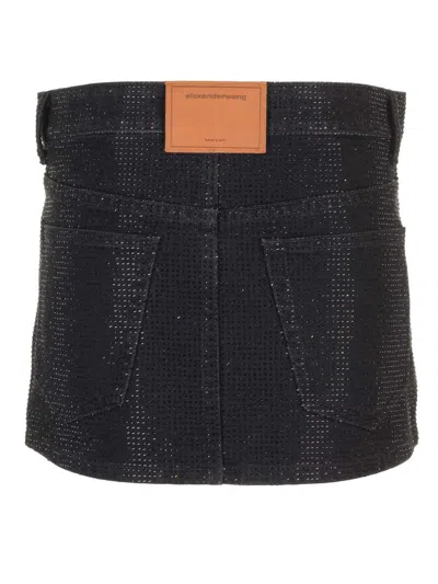 Alexander Wang Hotfix Crystal Denim Miniskirt