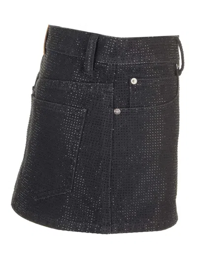 Alexander Wang Hotfix Crystal Denim Miniskirt