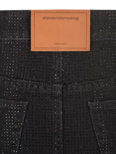 Alexander Wang Hotfix Crystal Denim Miniskirt