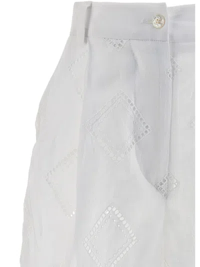 Kiton Embroidered Linen Bermuda Shorts Bermuda And Short White In White