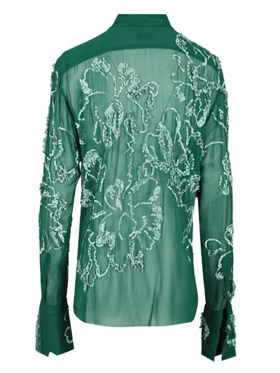 Shop Dries Van Noten Embroidered Shirt Shirts Green