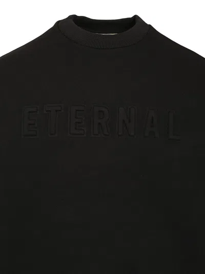 Fear Of God Black Crewneck Sweater With Tonal Logo Lettering Embroidery On The Front