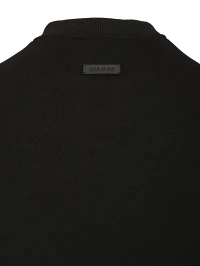 Fear Of God Black Crewneck Sweater With Tonal Logo Lettering Embroidery On The Front