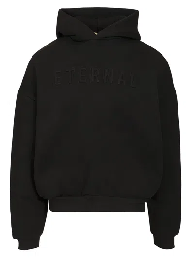 Fear Of God Logo Embossed Hoodie In Black