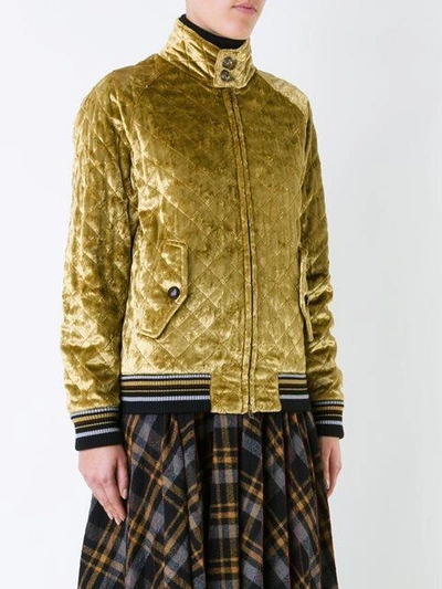 Shop Maison Margiela Quilted Bomber Jacket In Yellow