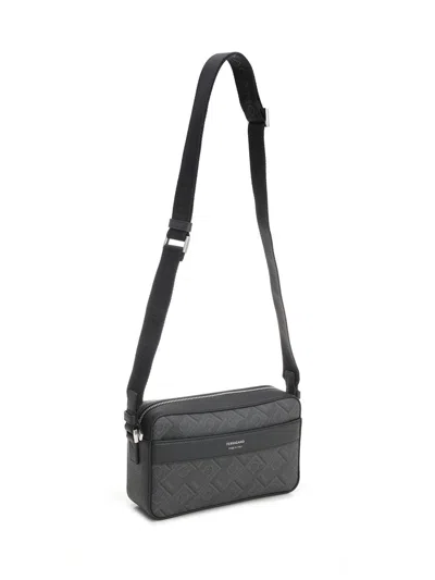 FERRAGAMO FERRAGAMO MONOGRAM SHOULDER BAG HANDBAGS BLACK 