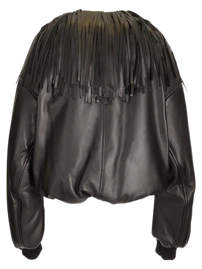 Alaïa Fringed Bomber Jacket Jackets Black